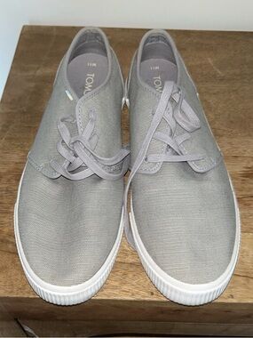 Toms Gray Canvas Lace-Up Casual Sneakers